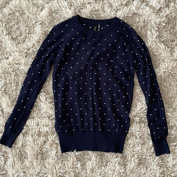 Lightweight polka dot navy sweater size medium - Picture 1 of 5
